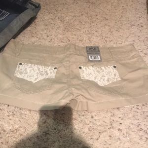 Bke khaki lace detail shorts